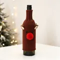 Detail of knitted reindeer Christmas wine bottle cover with 3D plush nose and ears - Christmas Reindeer Style