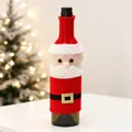 Knitted Santa Claus wine bottle cover with red fleece and gold buckle detail - Santa Claus Belt Style