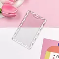 Clear acrylic photocard holder with white wave border and pink tulip background scene - No Accessories / White