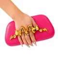 Pochette rose vif en cuir PU avec poignée dorée sculpturale pour soirée et mariage - Rouge Rose