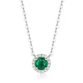 Collier en argent S925 avec pendentif émeraude ronde et halo de diamants brillants - Pendentif Émeraude (5.0mm) (N10737) / Argent 925