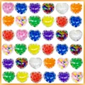 Variety of heart-shaped sensory squeeze toys with colorful bead filling in 36 vibrant colors - Valentine's Day Heart-shaped Beaded Balls (24 Balls Comes With A Color Box)