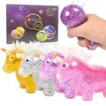 Unicorn squeeze toy set in multiple colors with glitter filling for stress relief - One Large Gold-flecked Unicorn Pearl (buy 12 And Get A Free Color Box)