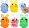 Set of 6 rabbit squishy toys with colorful water beads and soft TPR decompression texture - One Rabbit-shaped Grape Ball (buy 12 And Get A Free Gift Box)