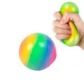Rainbow gradient TPR stress relief ball showing squeeze and slow rebound feature - One 6.0 Rainbow Flour Ball (buy 12 And Get A Free Color Box)