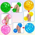 Colorful TPR squishy stress relief ball with sparkling crystal glitter in five vibrant colors - One 6cm Ribbon Ball (buy 12 And Get A Free Color Box)
