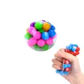 Squeeze sensory stress ball with colorful beads and clear TPR outer shell - Rainbow Bead Ball Type C