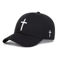 Classic black cotton baseball cap with white cross embroidery for kids outdoor wear - Kids 50-54cm / Black