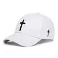 White cotton baseball cap with black cross embroidery for kids outdoor fashion - Kids 50-54cm / White
