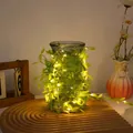 Solar-Efeugirlande-Lichterkette mit warmweißen LEDs für die Gartendekoration im Freien - USB Konstantlicht 10M 100LEDs / Grüne Weide