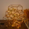 Solar powered gold leaf LED string light wrapped on a metal house frame for garden decor - 2-meter 20-led Led Pack [with 2 Always-on Battery Compartment] / Gold Leaf