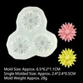 Daisy flower silicone fondant mold with 3 cavities for cake baking and DIY candy - Style 1-Daisy Shape / Semi-transparent