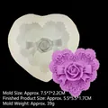 White silicone mold for heart shaped 3D rose flower fondant with lace edge detail - Style 3-Heart Rose Shape / Semi-transparent