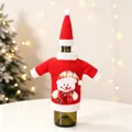 Housse de bouteille de vin avec pull en tricot rouge et figurine bonhomme de neige 3D - Bonhomme de neige