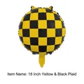 18-inch round aluminum foil balloon with classic yellow and black checkered racing pattern - 18-inch Yellow Black Grid