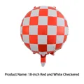 18 inch round foil balloon featuring a vibrant red and white checkered racing pattern - 18-inch Red Large Squares