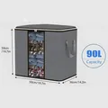 Grey 90L non-woven fabric underbed storage bag with clear window and 50x50x36cm size - 50x36x50cm / Vertical / Grey Brown Edge