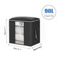 90L black non-woven underbed storage bag with clear window and 50x50x36cm dimensions - 50x36x50cm / Vertical / Grey Black Edge