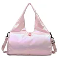 Iridescent light pink yoga fitness bag with pearlescent finish and detachable strap - Pearlescent Pink