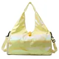 Holographic yellow laser travel gym bag with iridescent finish and adjustable strap - Pearlescent Yellow