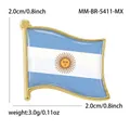 Spilla bandiera argentina con bordo dorato e stemma del sole su sfondo bianco - Piccola bandiera dell'Argentina