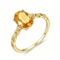 925 silver 18K gold ring with large oval yellow gemstone and woven rope band detail - US 5 / Oval Golden Yellow Zirconia Style