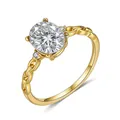 925 sterling silver 18K gold plated ring with oval clear gemstone and braided band - US 5 / Oval White Zirconia Style