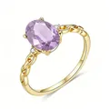 18K gold plated 925 silver ring with oval purple amethyst and woven band detail - US 5