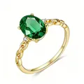 18K gold plated 925 silver ring with oval green gemstone and twisted band design - US 5 / Oval Green Zirconia Style