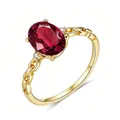 925 silver 18K gold plated interlocking ring with oval ruby and twisted band - US 5