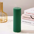 Vertical ribbed cylindrical soy candle in forest green for creative home decor - 5*15cm / Green