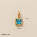 Square gold pendant with blue gemstone birthstone charm, dimensions 1.2cm by 0.5cm - December Birthstone Pendant / Gold