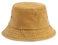 Detailed close-up of mustard yellow denim bucket hat with metal eyelets and stitching - Adjustable / Ginger Yellow