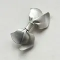 Silver bow hair clip with a brushed metal texture and layered ribbon design - Silver Double-layered Floral Bow