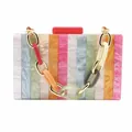 Dettaglio della borsa da sera in acrilico a righe con tracolla a catena colorata - Stile Catena Decorativa in Acrilico