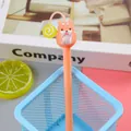 Cute orange hamster cartoon gel pen featuring a creative lollipop pendant on top - 0.5mm Black Refill / Orange Long Tail