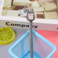 Dark gray creative cartoon animal gel pen with cute 3D character and small charm - 0.5mm Black Refill / Gray Long Tail