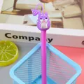 Cute purple animal gel pen with unique pendant charm and purple barrel for students - 0.5mm Black Refill / Purple Long Tail