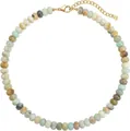 Bohemian natural stone beaded necklace with light green amazonite and gold lobster clasp - Style 80 (6mm)