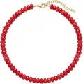 Bohemian style red faceted crystal beaded necklace with gold stainless steel clasp - Style 78 (6mm)
