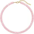 Bohemian style pink faceted crystal beaded necklace with gold-plated lobster clasp - Style 69 (6mm)