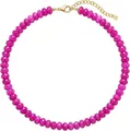 Bohemian beaded necklace with vibrant magenta natural stones and golden lobster clasp - Style 79 (6mm)
