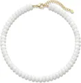Bohemian style beaded necklace with faceted white natural stones and gold lobster clasp - Style 82 (6mm)