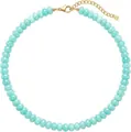 Bohemian style beaded necklace featuring faceted light blue stones and gold-plated clasp - Style 73 (6mm)