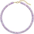 Bohemian purple natural stone beaded necklace with gold lobster clasp and extension chain - Style 77 (6mm)