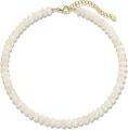 Bohemian natural stone beaded necklace in milky white finish with gold stainless steel clasp - Style 70 (6mm)