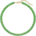 Bohemian faceted green crystal bead necklace with adjustable stainless steel gold clasp - Style 74 (6mm)
