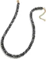 Bohemian faceted grey natural stone beaded necklace with adjustable gold-tone lobster clasp - Style 72 (6mm)
