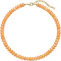 Bohemian natural stone beaded necklace with light orange faceted beads and gold clasp - Style 75 (6mm)