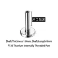 F136 titanium labret sieraad met intern schroefdraad, 1.0x8mm staafje voor kraakbeen - Voet Zonder Bovenstuk (1.0*6mm Titanium Stift)